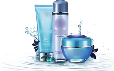 水浪蓝色清新美妆护肤品美容促销主图