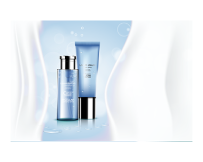 蓝色简约美容护肤品矢量素材 技术开发与销售的融合创新